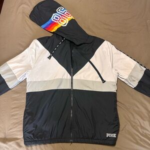 PINK Victoria's Secret Black Fleece windbreakerJacket